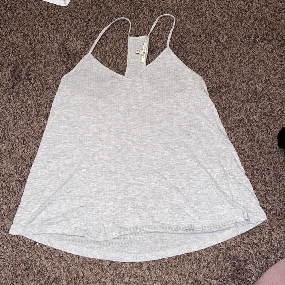 Gray ribbed racer back tank